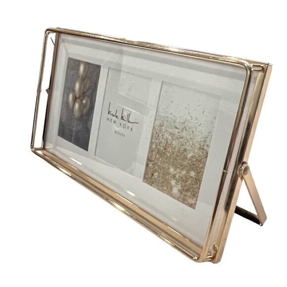 Nicole Miller Gold Desk Frame Elegant Office 3 photos 2.5 x 3.5  Gift Classy NEW - Picture 1 of 13
